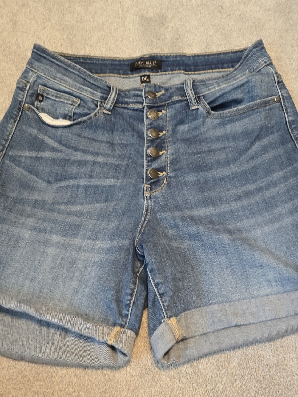 Judy Blue Faded Blue High-Rise Button-Fly Denim Shorts